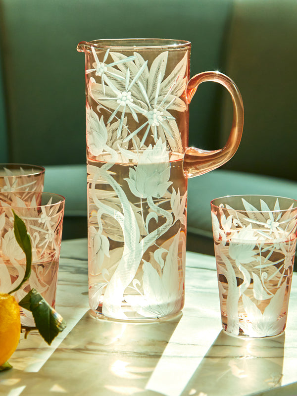 Artel - Jungle Deco Hand-Engraved Crystal Pitcher -  - ABASK