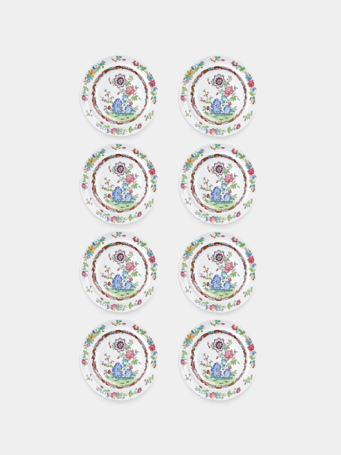 Antique and Vintage - 20th-Century Flower Bone China Plates (Set of 8) -  - ABASK