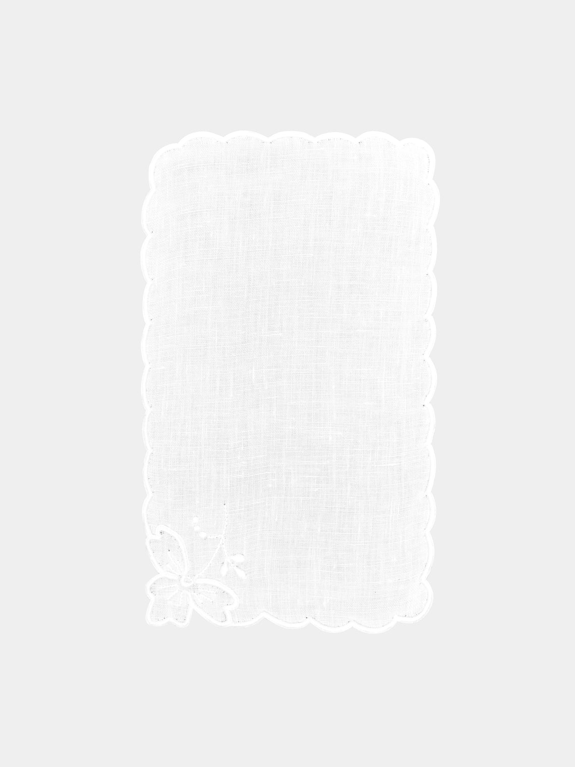 Taf Firenze - Smerlo Foglie Hand-Embroidered Linen Cocktail Napkins (Set of 6) -  - ABASK - 