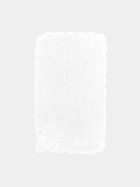 Taf Firenze - Smerlo Foglie Hand-Embroidered Linen Cocktail Napkins (Set of 6) -  - ABASK - 