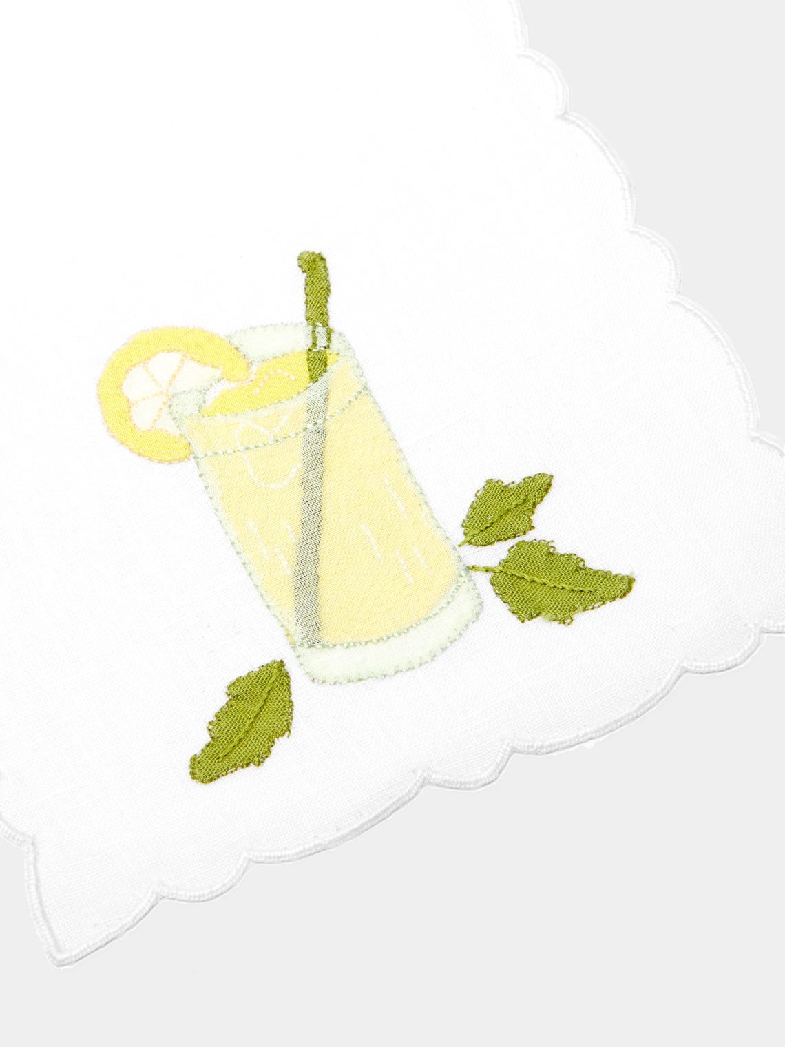 Taf Firenze - Bicchieri Hand-Embroidered Linen Cocktail Napkins (Set of 6) -  - ABASK