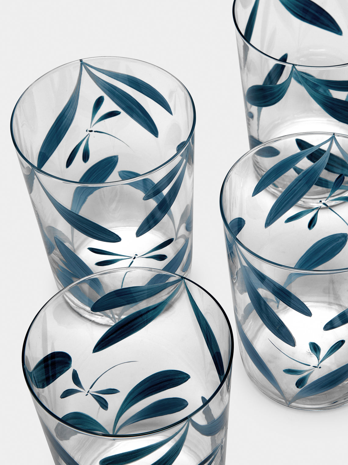 Los Vasos de Agua Clara - Melides Hand-Painted Glass Tumblers (Set of 6) -  - ABASK