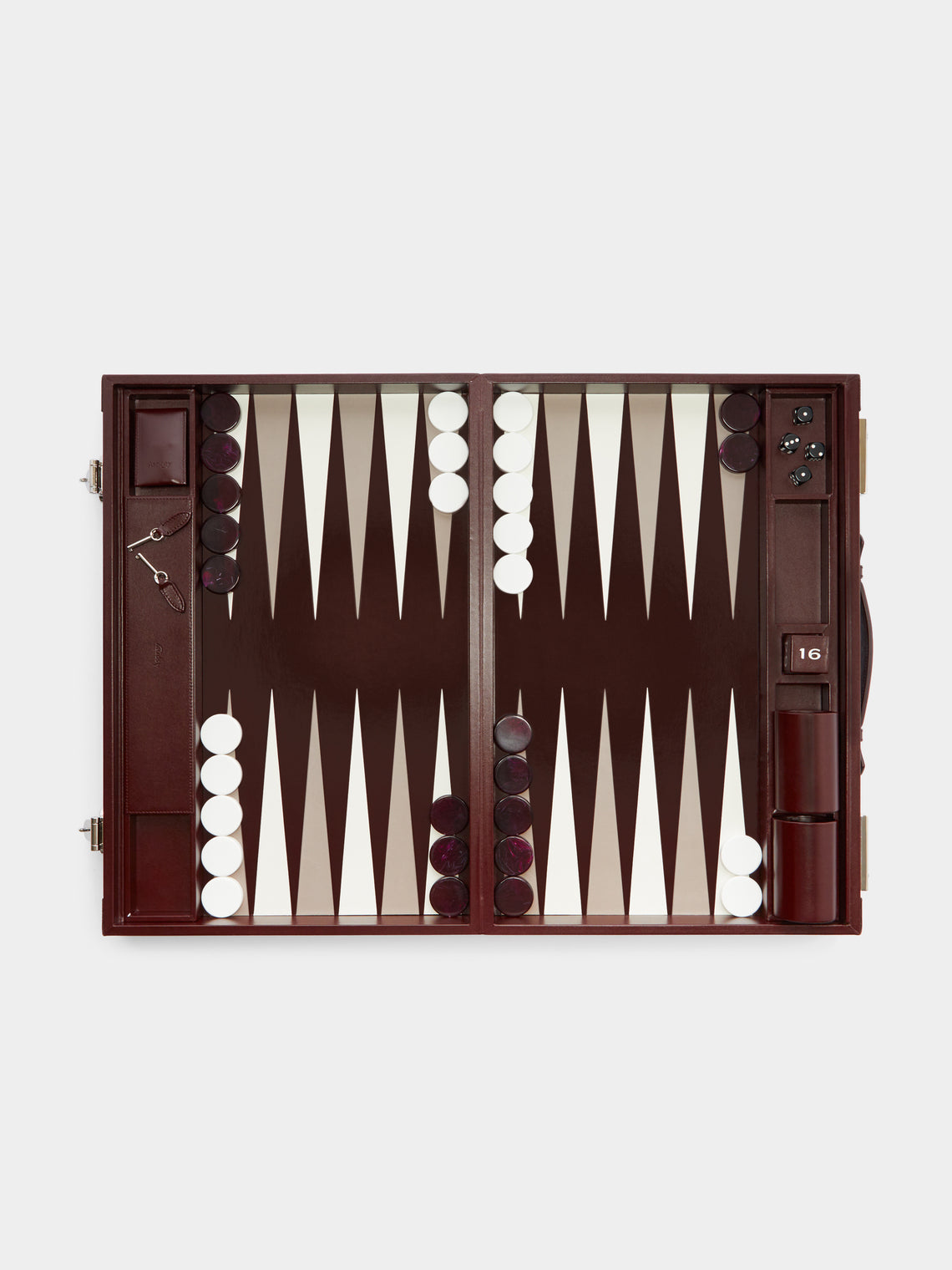 Asprey - Hanover Leather Medium Backgammon - Burgundy - ABASK