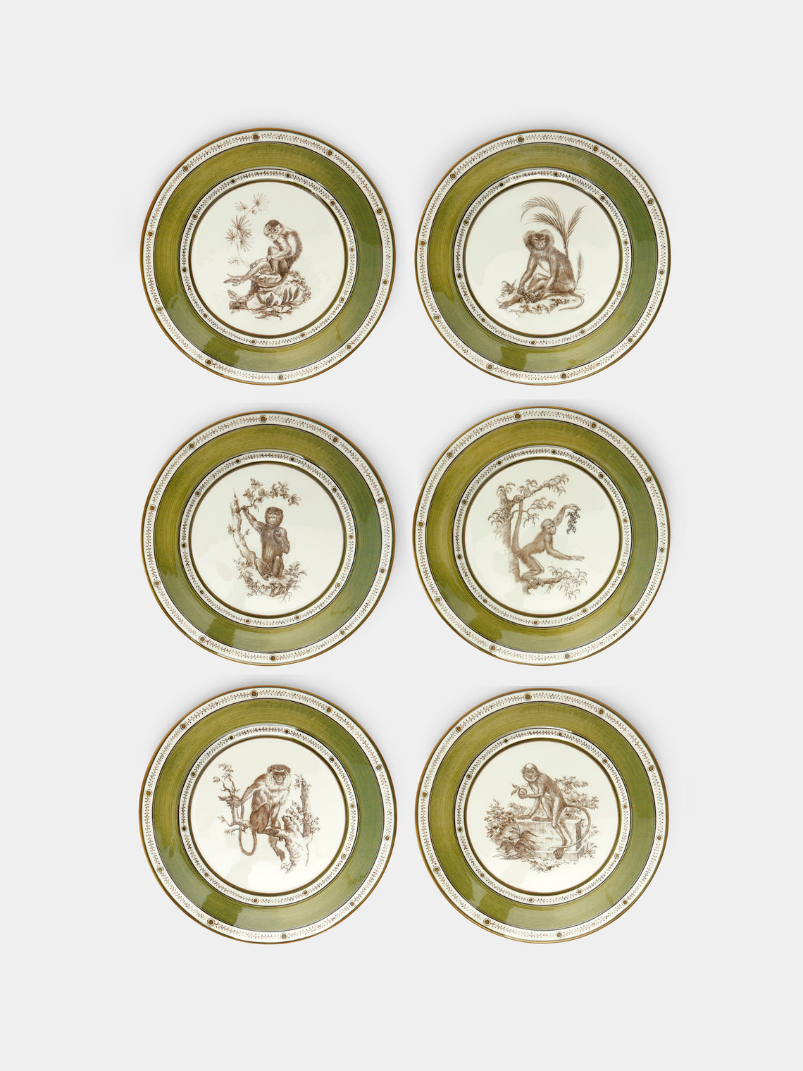 Laboratorio Paravicini - Monkeys Ceramic Dinner Plates (Set of 6) -  - ABASK