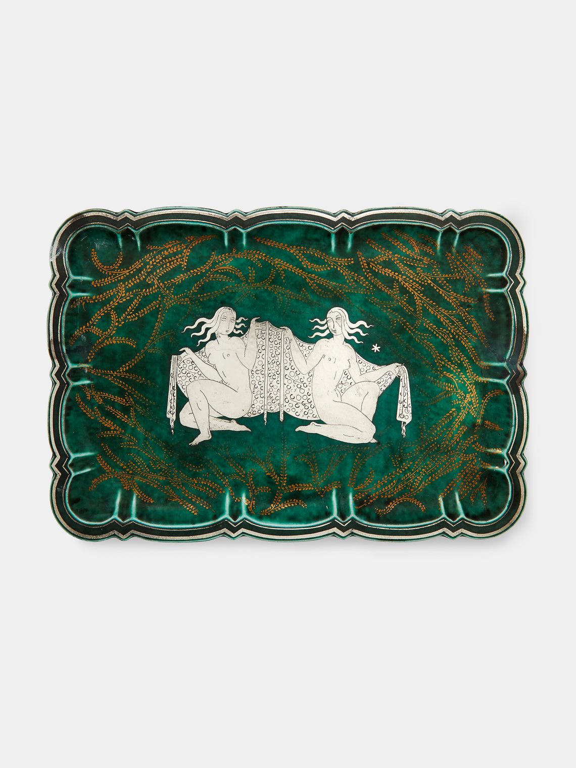Antique and Vintage - 1931 Wilhelm Kåge "Argenta" Tray - Green - ABASK - 