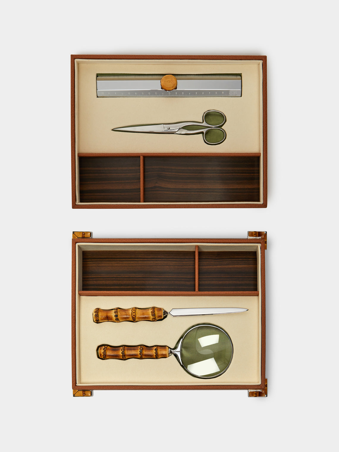 Lorenzi Milano - Bamboo and Leather Desk Set -  - ABASK