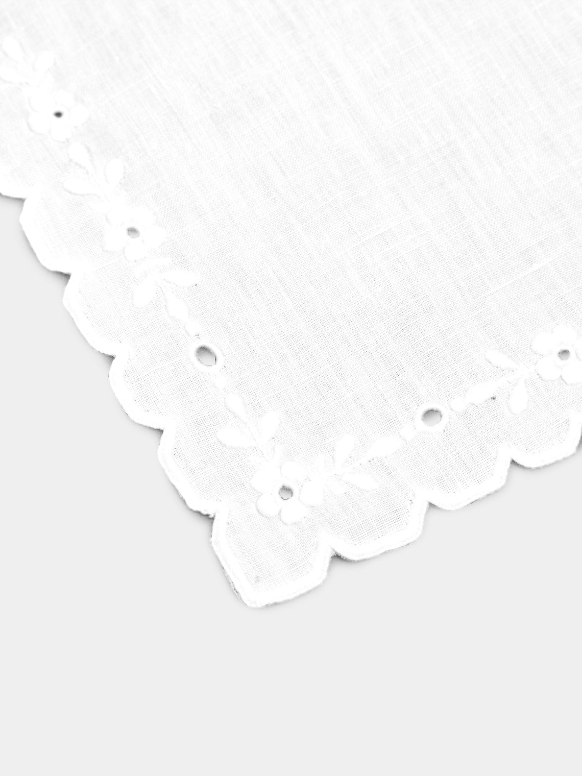 Taf Firenze - Fiorellini Hand-Embroidered Linen Cocktail Napkins (Set of 6) -  - ABASK