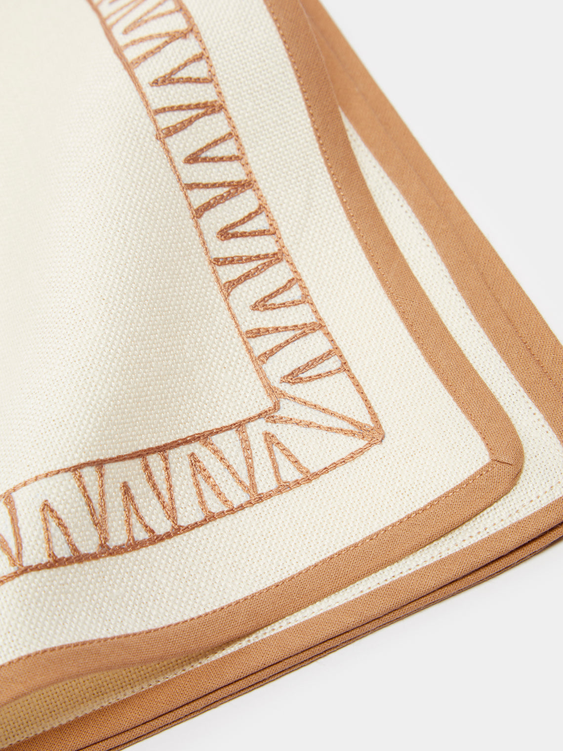 Loretta Caponi - Aztec Hand-Embroidered Linen Placemats and Napkins (Set of 2) -  - ABASK