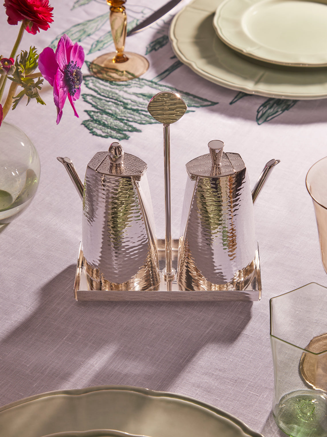 Zanetto - Eyes Silver-Plated Oil and Vinegar Set -  - ABASK