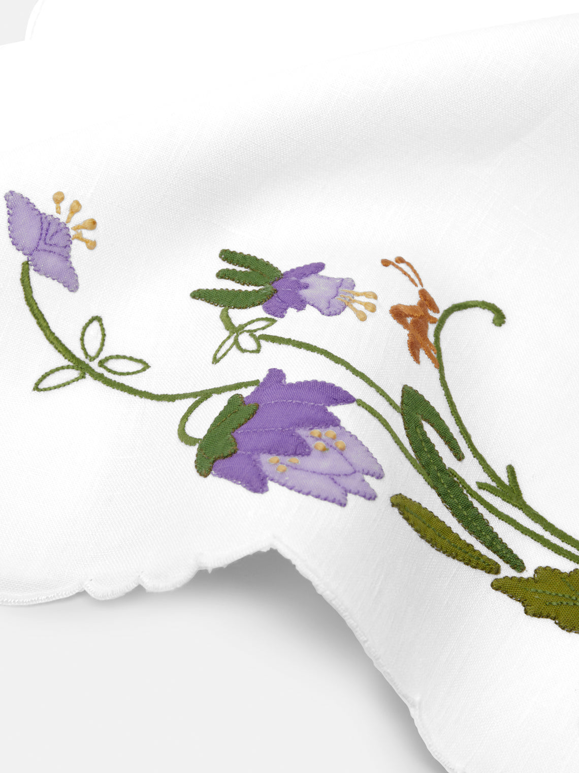 Taf Firenze - Fantasia Estate Hand-Embroidered Linen Placemats and Napkins (Set of 6) -  - ABASK