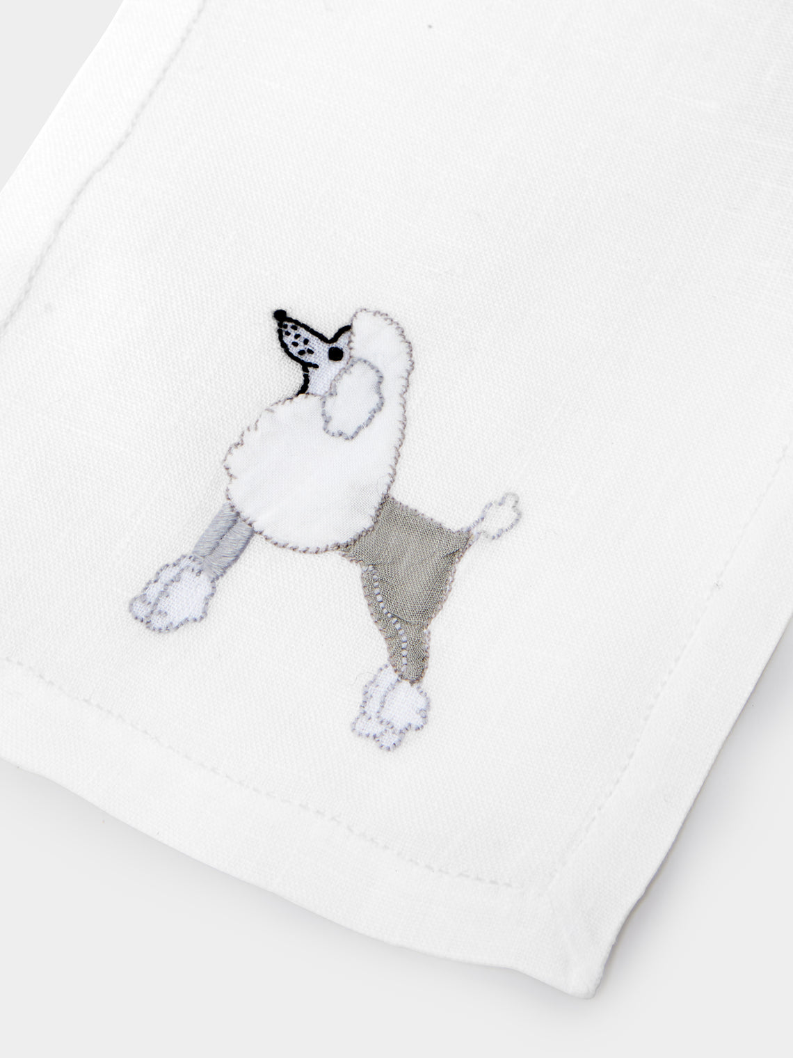 Taf Firenze - Dogs Hand-Embroidered Linen Cocktail Napkins (Set of 6) -  - ABASK