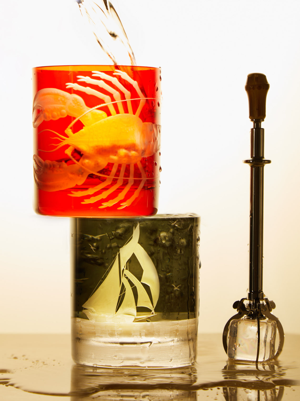 Artel - Lobster Hand-Engraved Crystal Double Old Fashioned Glass -  - ABASK