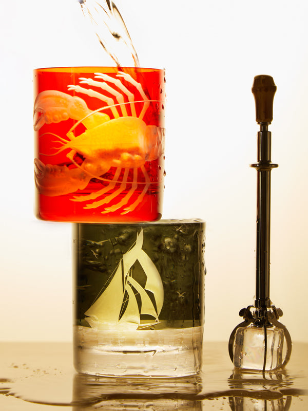 Artel - Lobster Hand-Engraved Crystal Double Old Fashioned Glass -  - ABASK