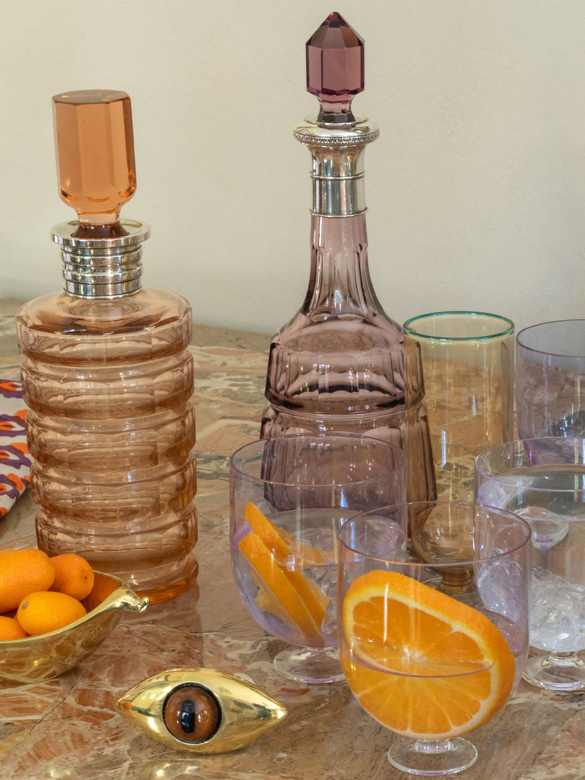 Antique and Vintage - 1960s Italian Decanter - Orange - ABASK