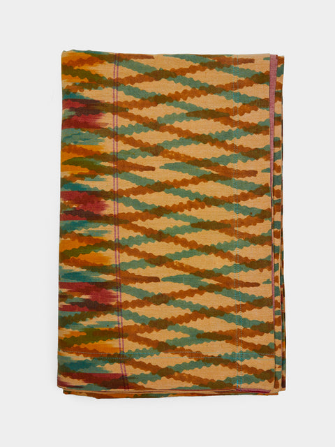 Gregory Parkinson - Paprika Melon Spice Block-Printed Cotton Rectangular Tablecloth -  - ABASK - 