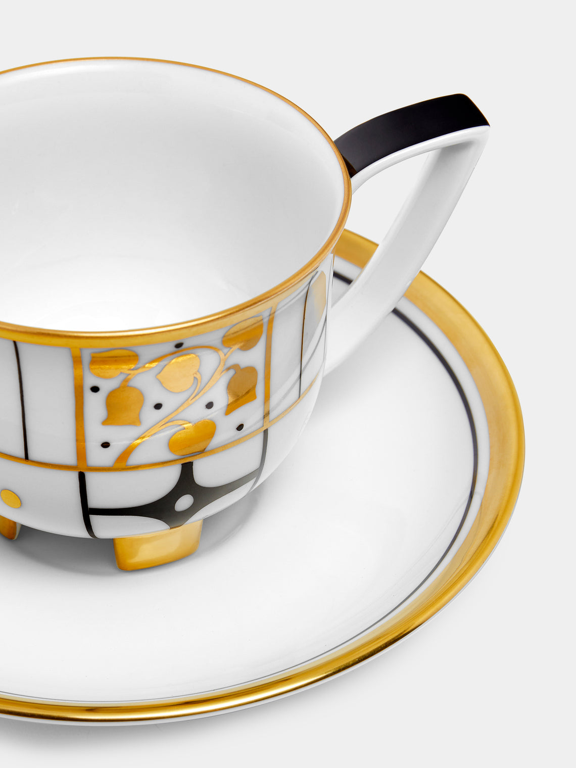Augarten - Déco Vienne Hand-Painted Porcelain Coffee Cup and Saucer - ABASK