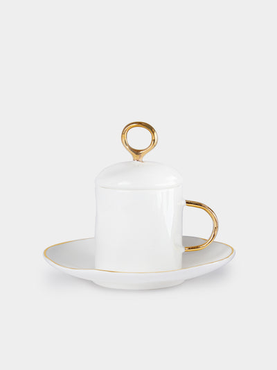 Feldspar - Hand-Painted 24ct Gold and Bone China Lidded Espresso Cup -  - ABASK - 