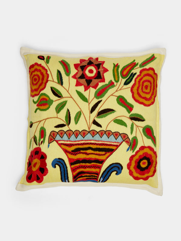 Saved NY - Basket Cashmere Pillow - Yellow - ABASK - 