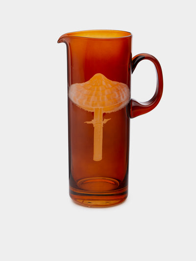 Artel - Parasol Mushrooms Hand-Engraved Crystal Pitcher -  - ABASK - 
