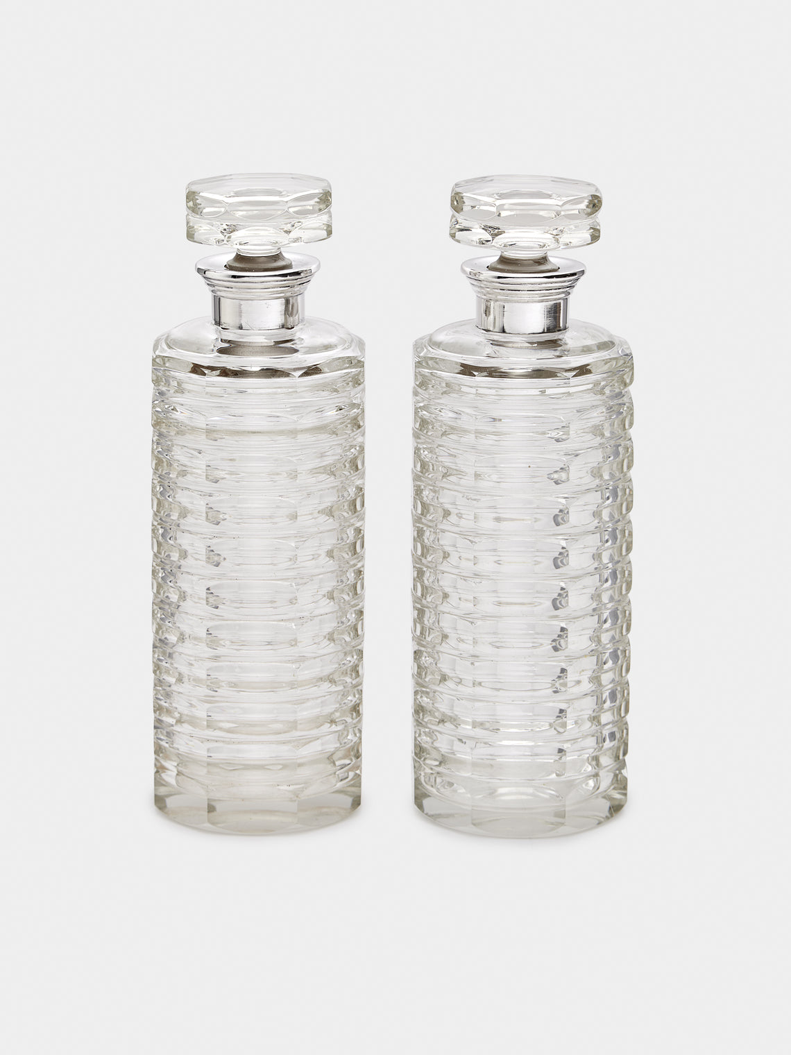Antique and Vintage - Mid-Century Silver & Cut Glass Decanter (Set of 2) - Clear - ABASK