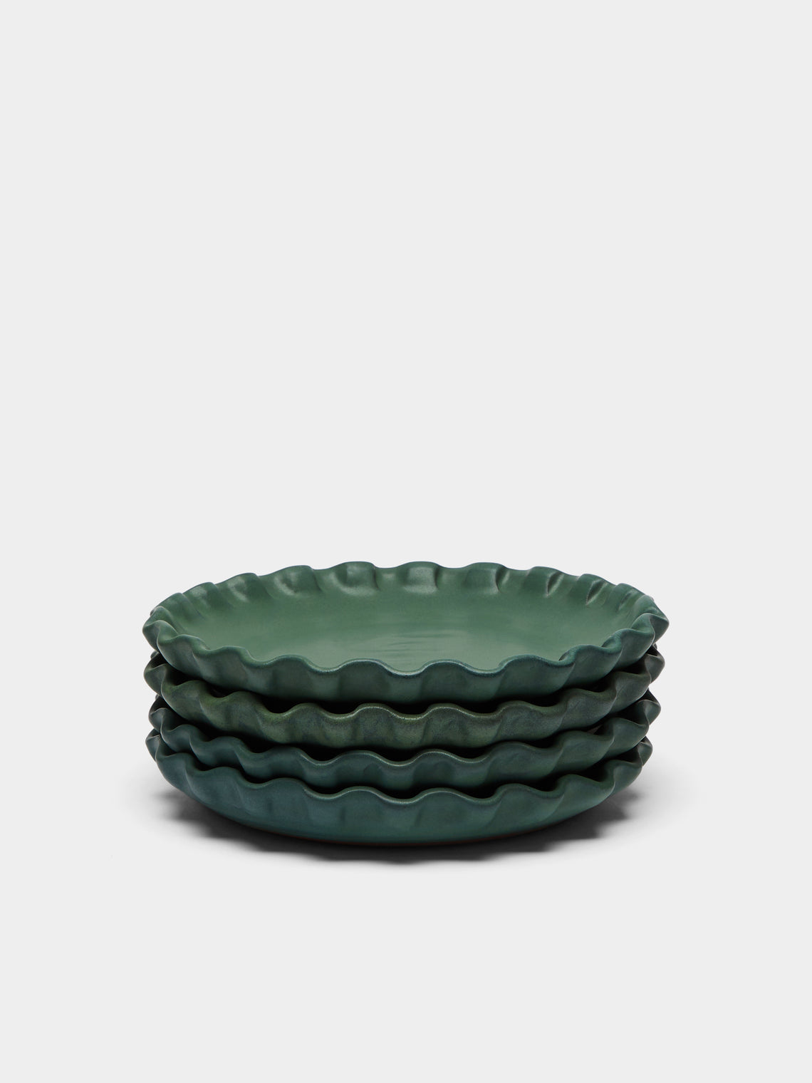 Perla Valtierra - Hand-Glazed Ceramic Lipped Dessert Plates (Set of 4) -  - ABASK