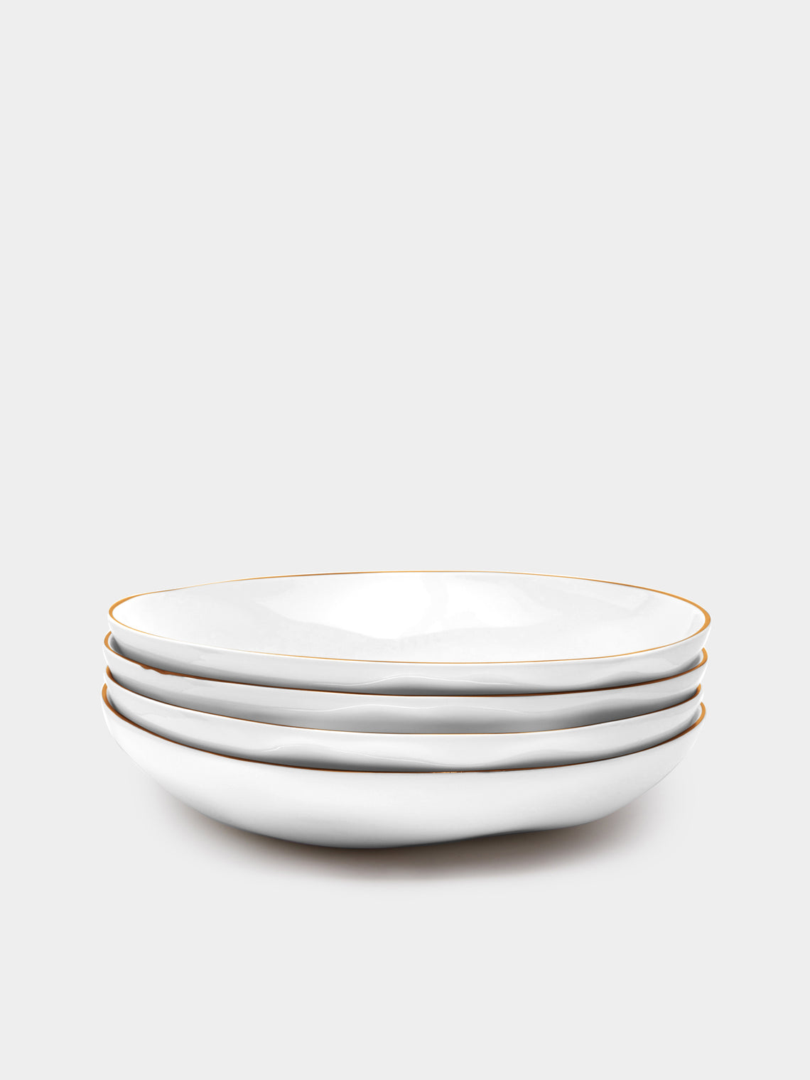 Feldspar - Hand-Painted 24ct Gold and Bone China Pasta Bowls (Set of 4) -  - ABASK