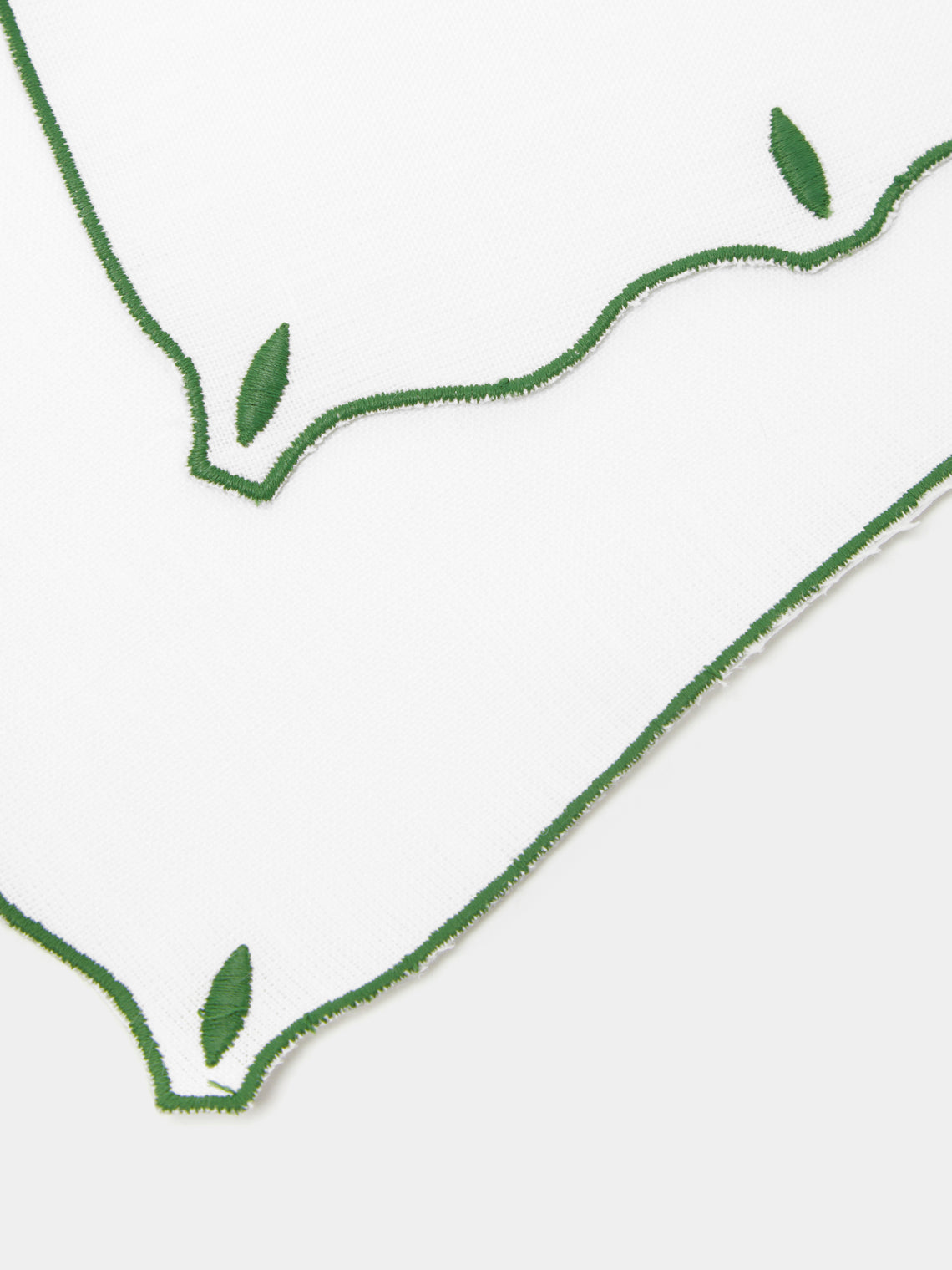 Los Encajeros - Olimpia Embroidered Linen Cocktail Napkins (Set of 6) -  - ABASK
