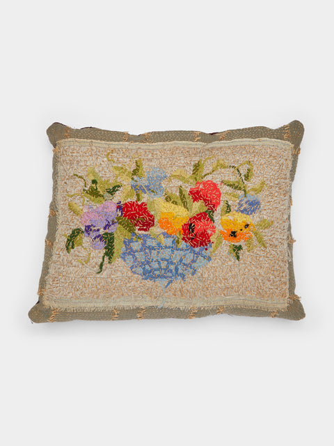 By Walid - 1920s French Needlepoint Linen Cushion -  - ABASK - 