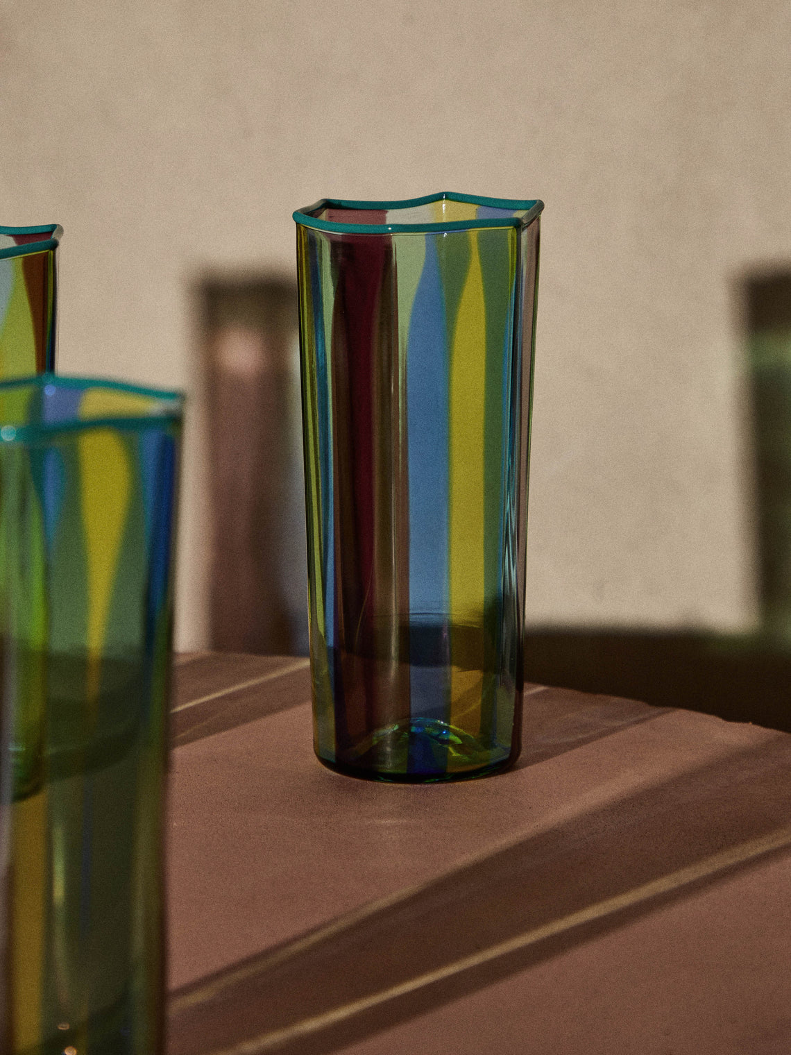 Antique and Vintage - 1970s Murano Hexagonal Glass (Set of 6) - Green - ABASK