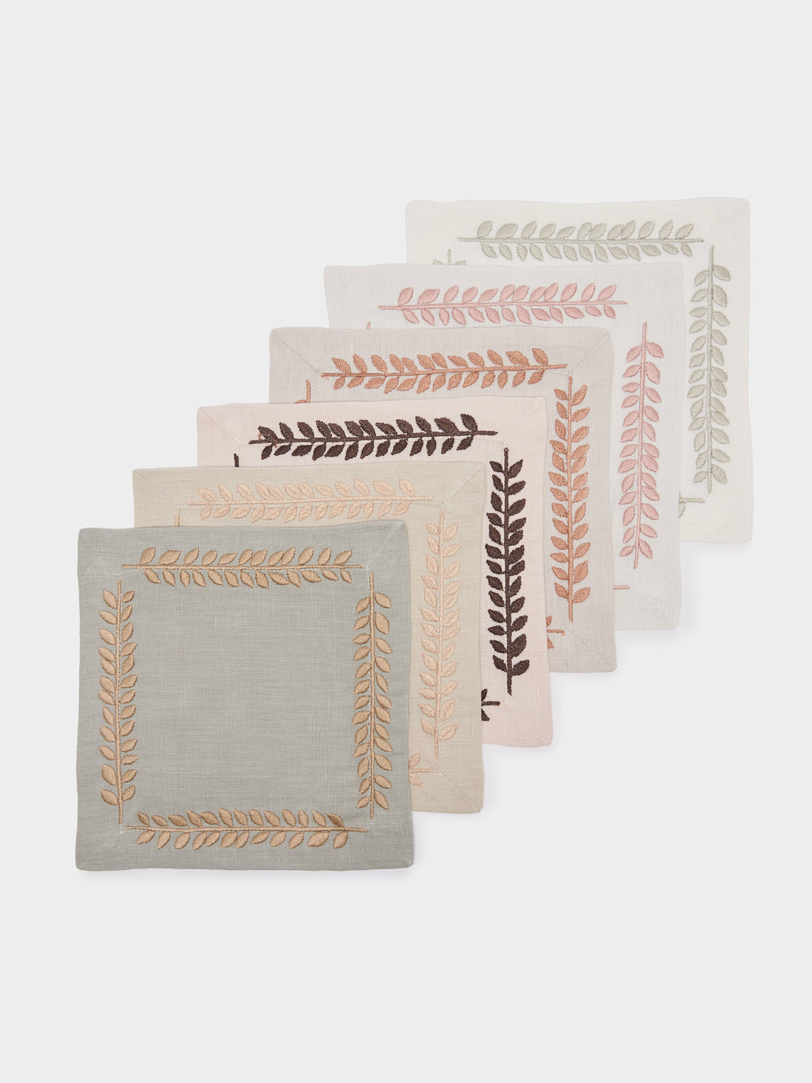 Angela Wickstead - Embroidered Linen Cocktail Napkins (Set of 6) -  - ABASK