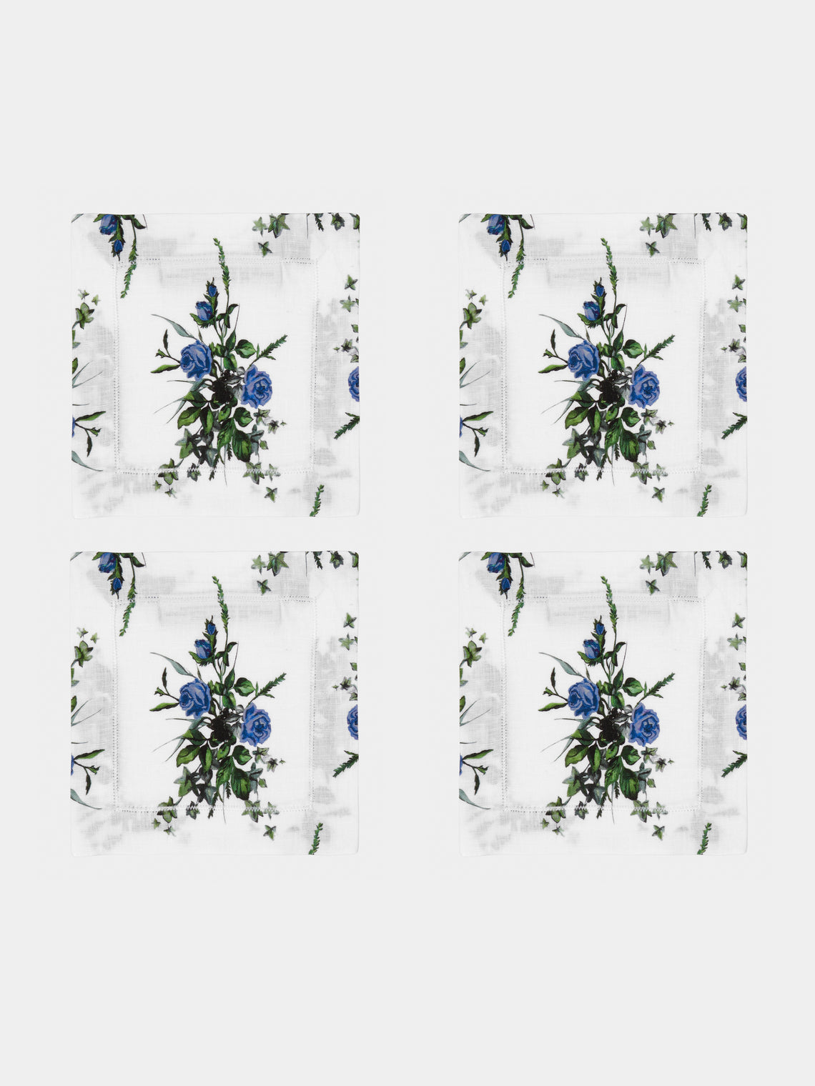 Emilia Wickstead - Linen Floral Cocktail Napkins (Set of 4) -  - ABASK