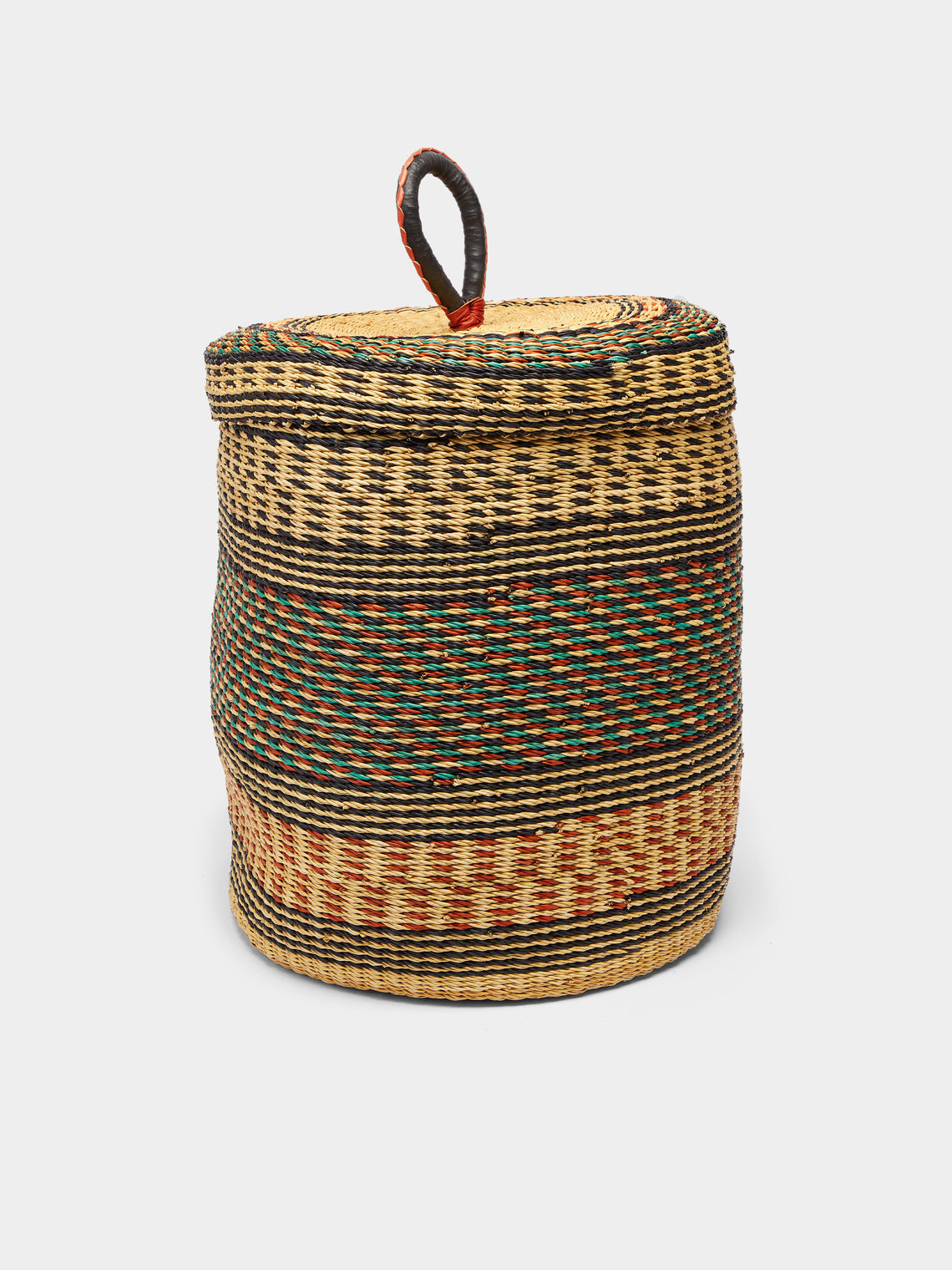 Baba Tree - Handwoven Elephant Grass Lidded Basket - Tan - ABASK - 