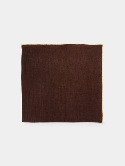 Madre Linen - Hand-Dyed Linen Contrast-Edge Napkins (Set of 4) -  - ABASK - 