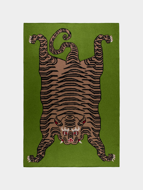 Saved NY - Tiger Rug Cashmere Blanket - Green - ABASK