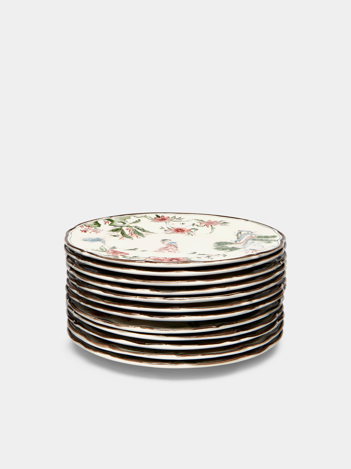 Laboratorio Paravicini - Chinoiserie Ceramic Dessert Plates (Set of 12) -  - ABASK
