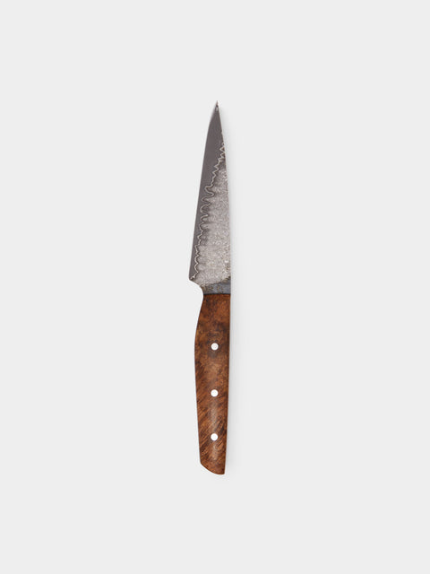 Bodman Blades - Hand-Forged Teak Burl and Damascus Steel Paring Knife -  - ABASK - 