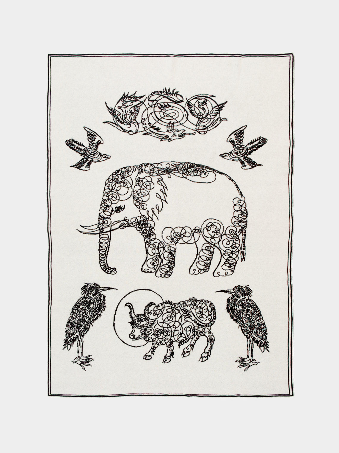 Saved NY - Elephant & Friends Cashmere Blanket - Black - ABASK