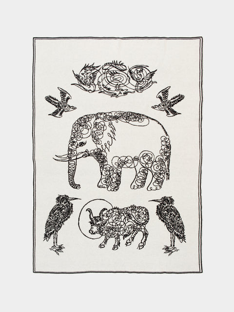 Saved NY - Elephant & Friends Cashmere Blanket - Black - ABASK