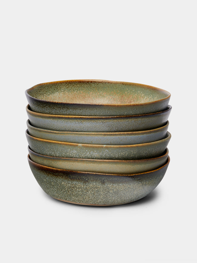 Mervyn Gers Ceramics - Hand-Glazed Ceramic Large Breakfast Bowls (Set of 6) -  - ABASK