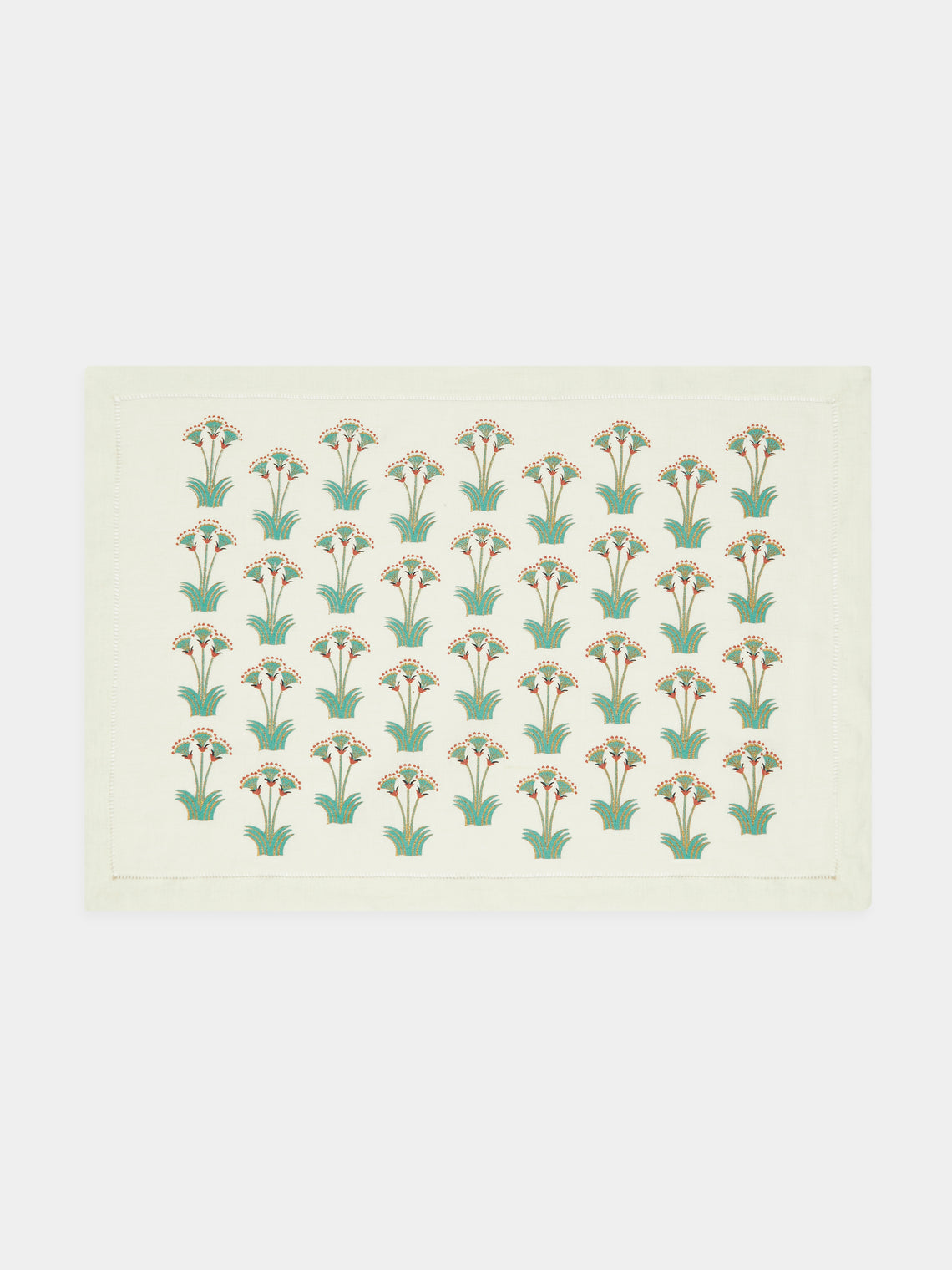Anut - Nile Lotus Hand-Printed Linen Placemats (Set of 4) -  - ABASK - 