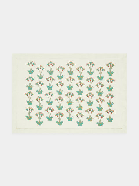 Anut - Nile Lotus Hand-Printed Linen Placemats (Set of 4) -  - ABASK - 