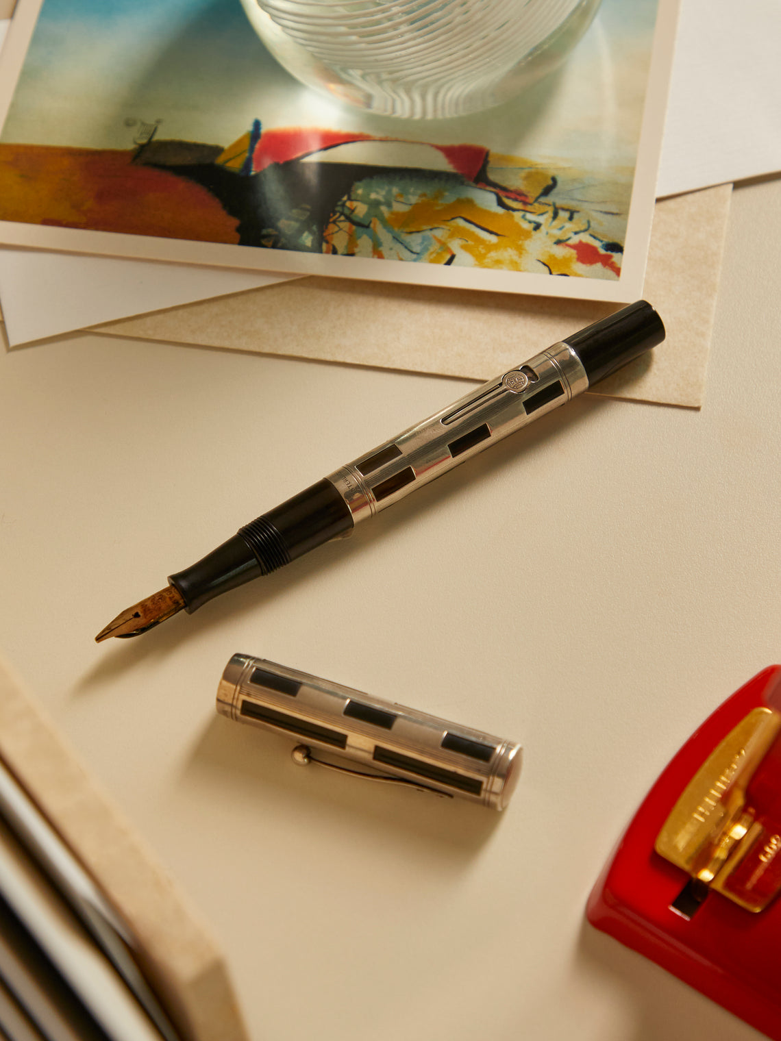 Antique and Vintage - 1930's Waterman Night & Day Fountain Pen - Silver - ABASK
