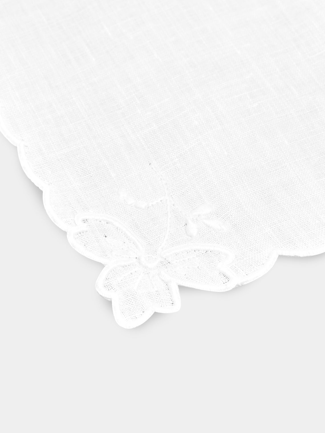 Taf Firenze - Smerlo Foglie Hand-Embroidered Linen Cocktail Napkins (Set of 6) -  - ABASK