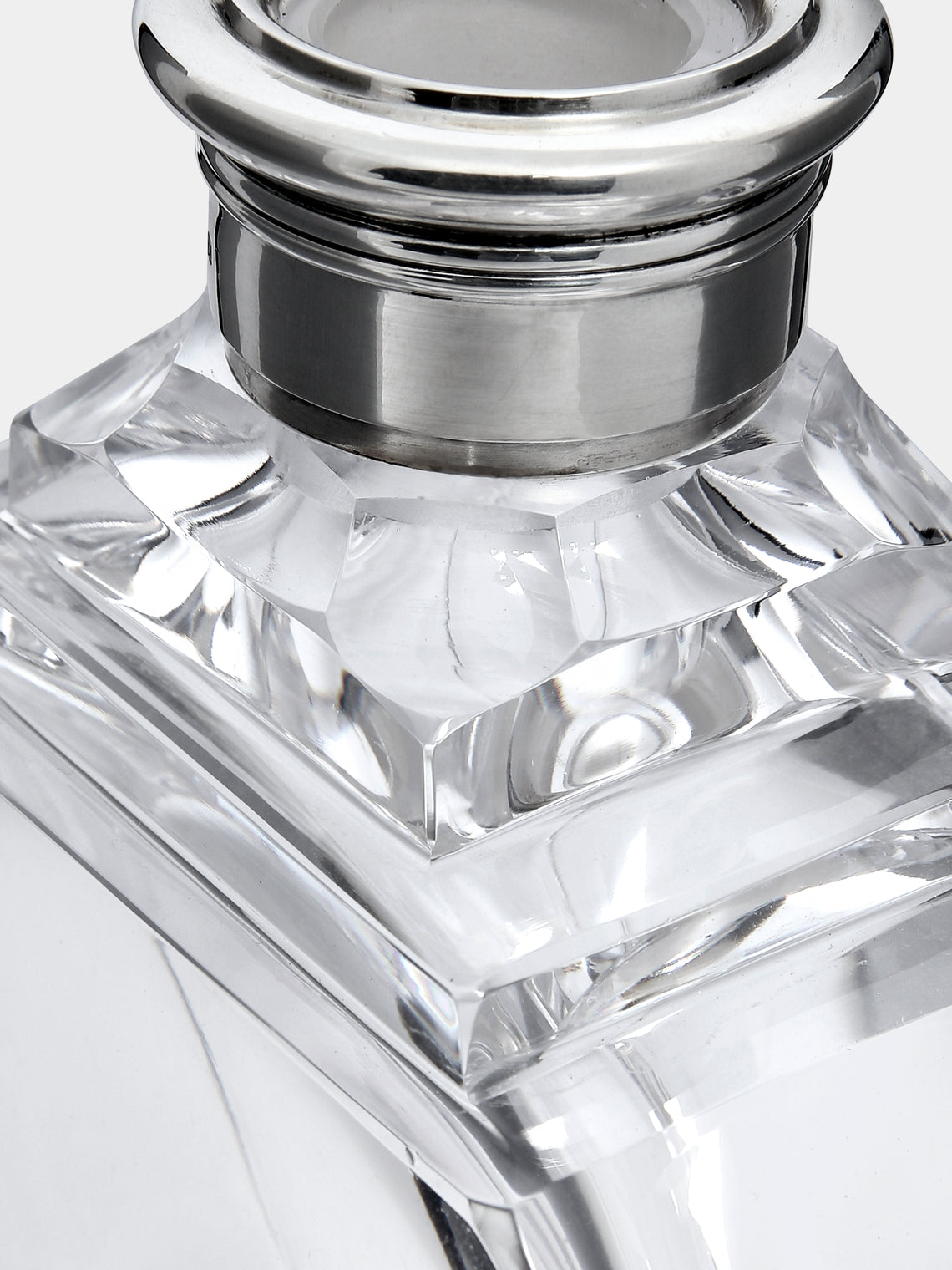 Antique and Vintage - 1930s English Art Déco Silver & Cut Glass Decanter - Clear - ABASK