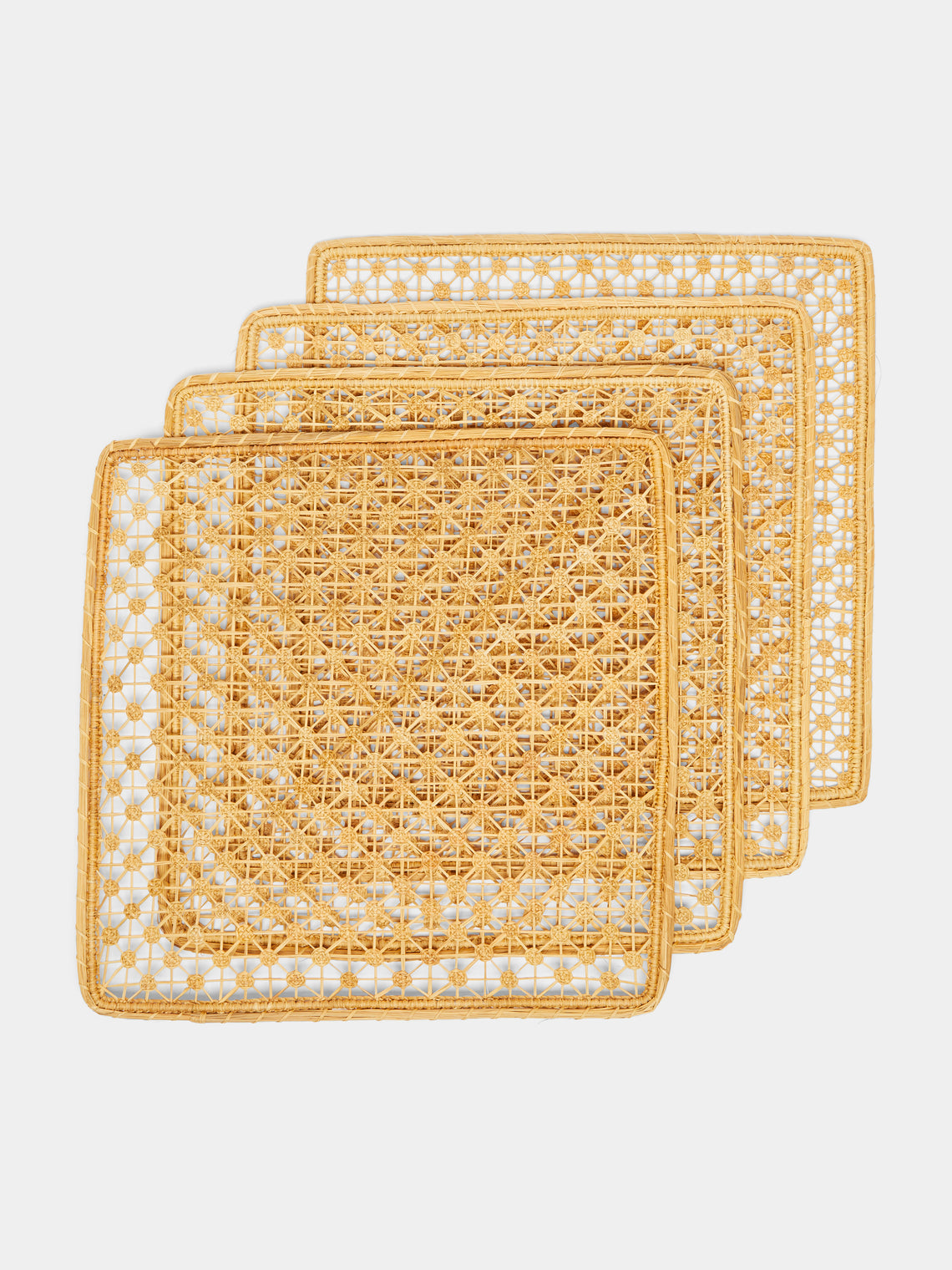 Artesanías del Atlántico - Nudilio Flower Handwoven Palm Placemats (Set of 4) -  - ABASK