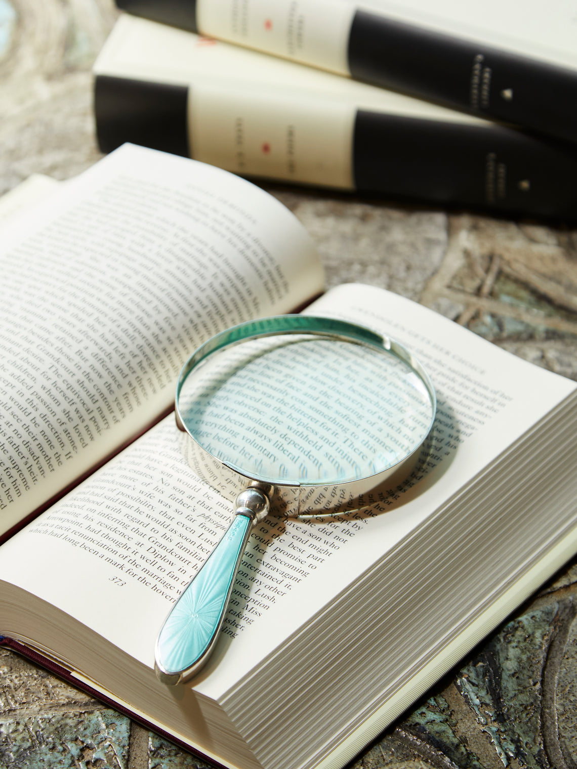 Antique and Vintage - 1920s Sterling Silver Enamel-Mounted Magnifying Glass - Blue - ABASK