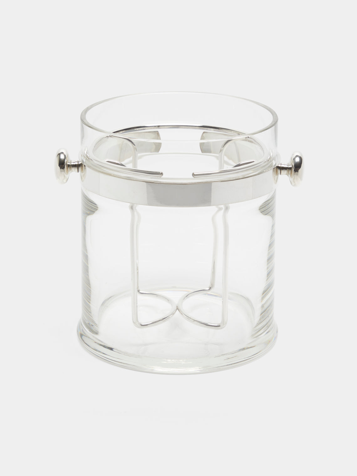 Antique and Vintage - Mid-Century Silver Plated Glass Cooler with Bottle Holder - Silver - ABASK - 