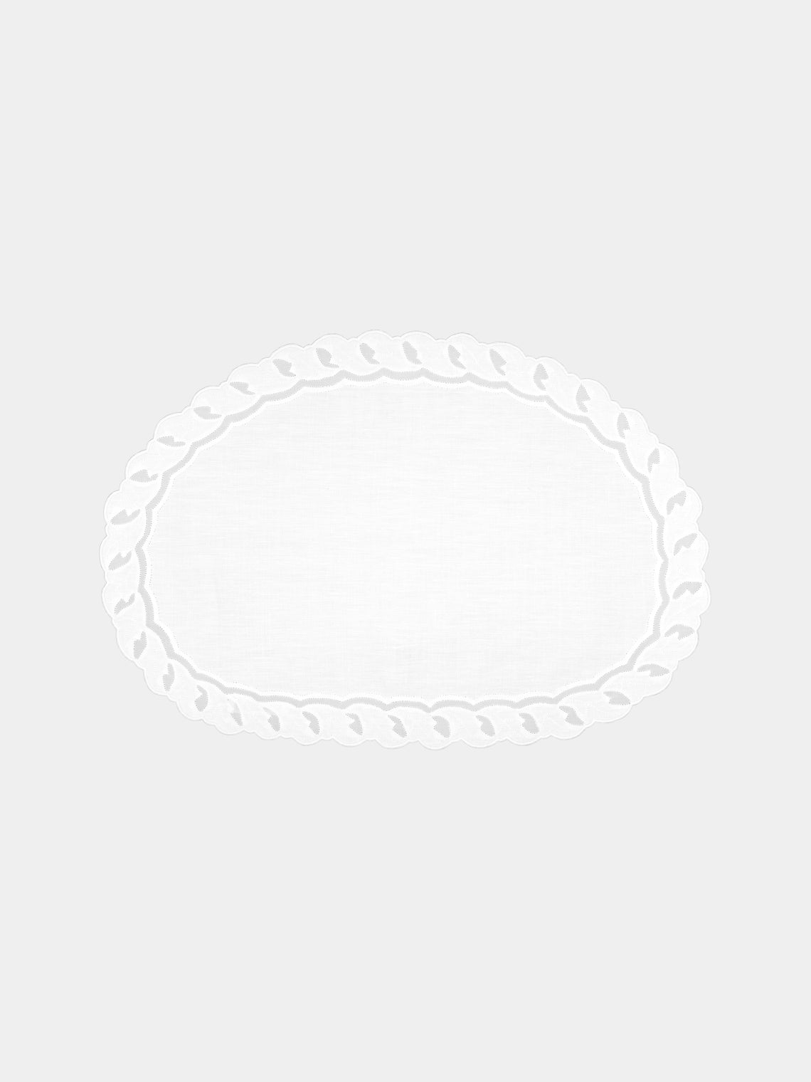 Taf Firenze - Foglie Organza Hand-Embroidered Linen Placemats and Napkins (Set of 6) -  - ABASK