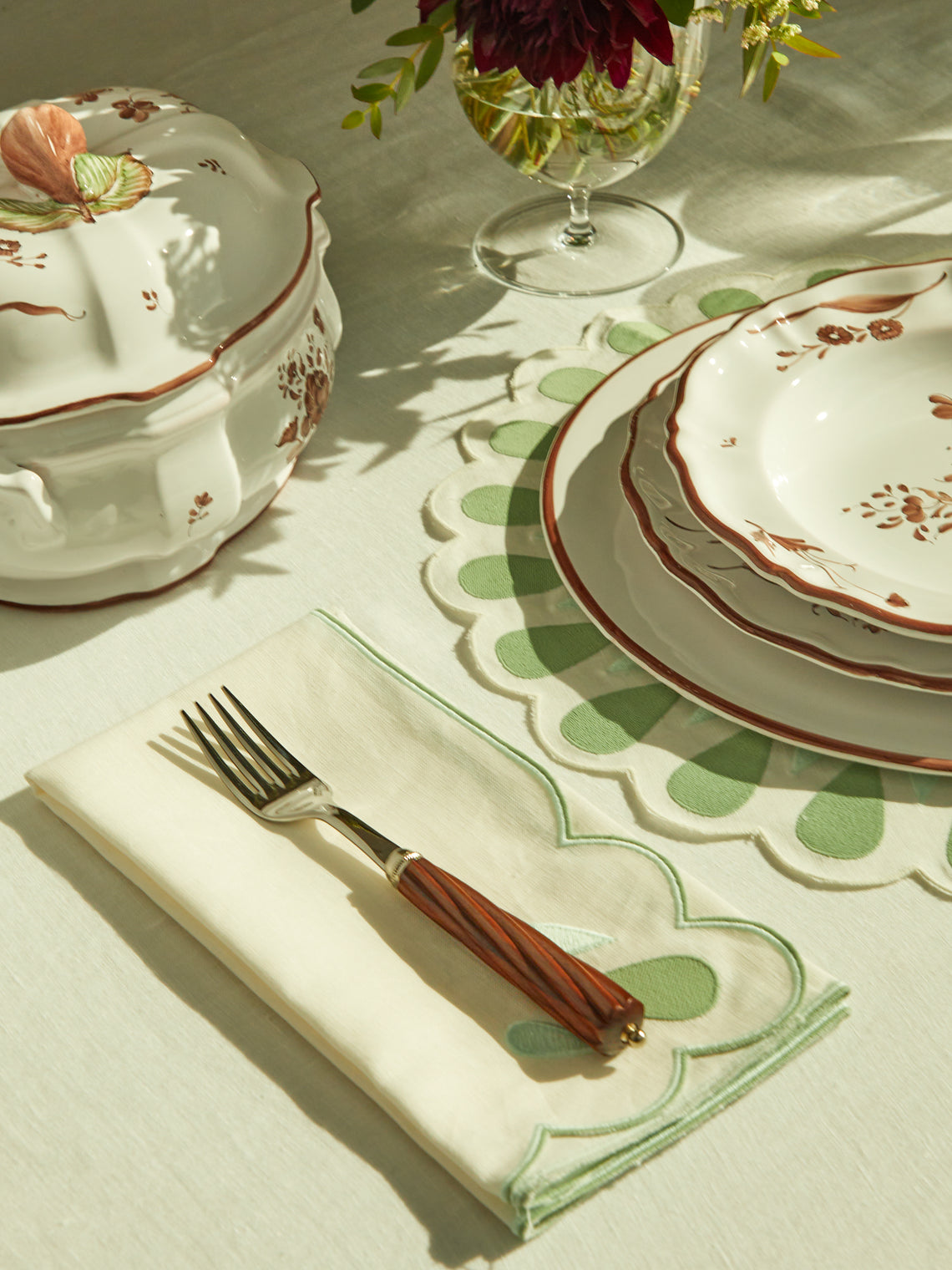Los Encajeros - Drops Embroidered Linen Napkins (Set of 4) -  - ABASK