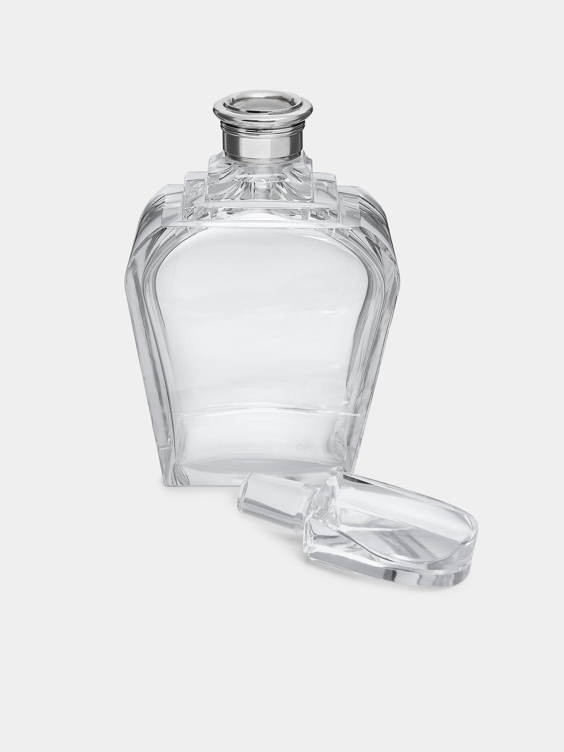 Antique and Vintage - 1930s English Art Déco Silver & Cut Glass Decanter - Clear - ABASK